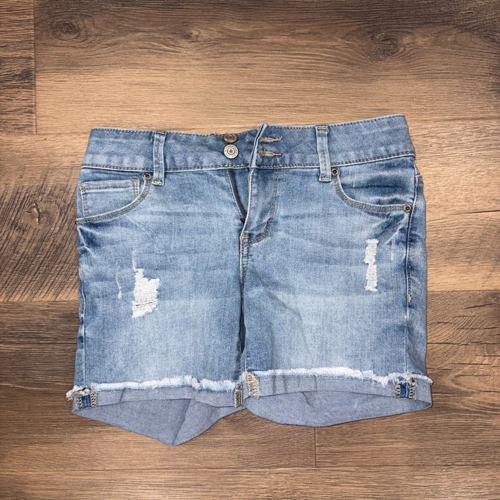 Mudd Light Blue Distressed Jean Shorts